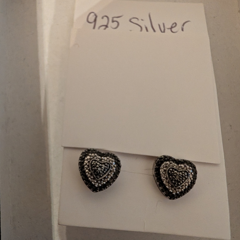 Silver Heart Stud Earrings